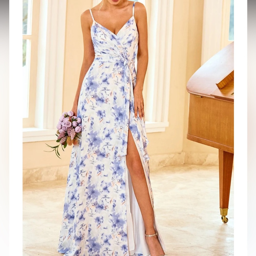 Blue Floral Print Dress